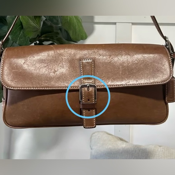 Vintage Coach Saddle Brown Hampton Leather Shoulder Bag - Adjustable Strap - Picture 16 of 16